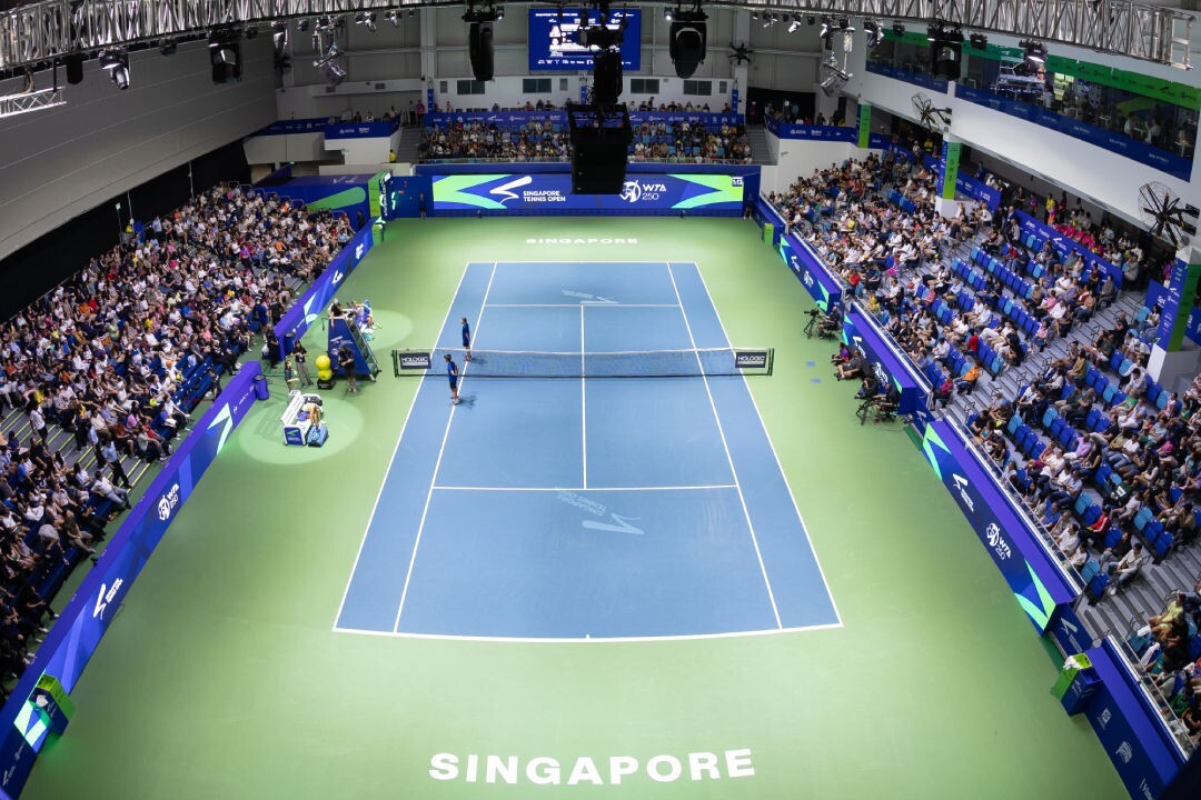 Tennis action on court at the Singapore Tennis Open