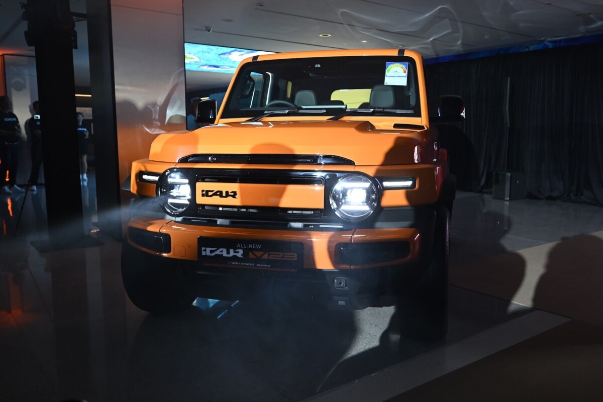 iCAUR V23 exterior detail at Vertex Automobile showroom in Singapore