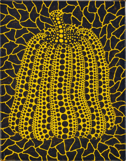 Yayoi Kusama, Pumpkinacrylic on canvas, 18.4 x 14.3 cm, 1990 Est: SG$410,000 - 660,000 / US$305,000 - 491,000 Yayoi Kusama is one of the most iconic and influential Asian artists in contemporary art history and is loved for her peculiar and captivating forms of expression. The pumpkin, as a symbol of triumph in her artistic iconography and life, captured Kusama’s fascination at a young age as she grew up in Matsumoto in central Japan with her family being affluent farm merchants who owned a seed farm. The motif was a source of spiritual solace and has now achieved a near mythical status as her alter ego.