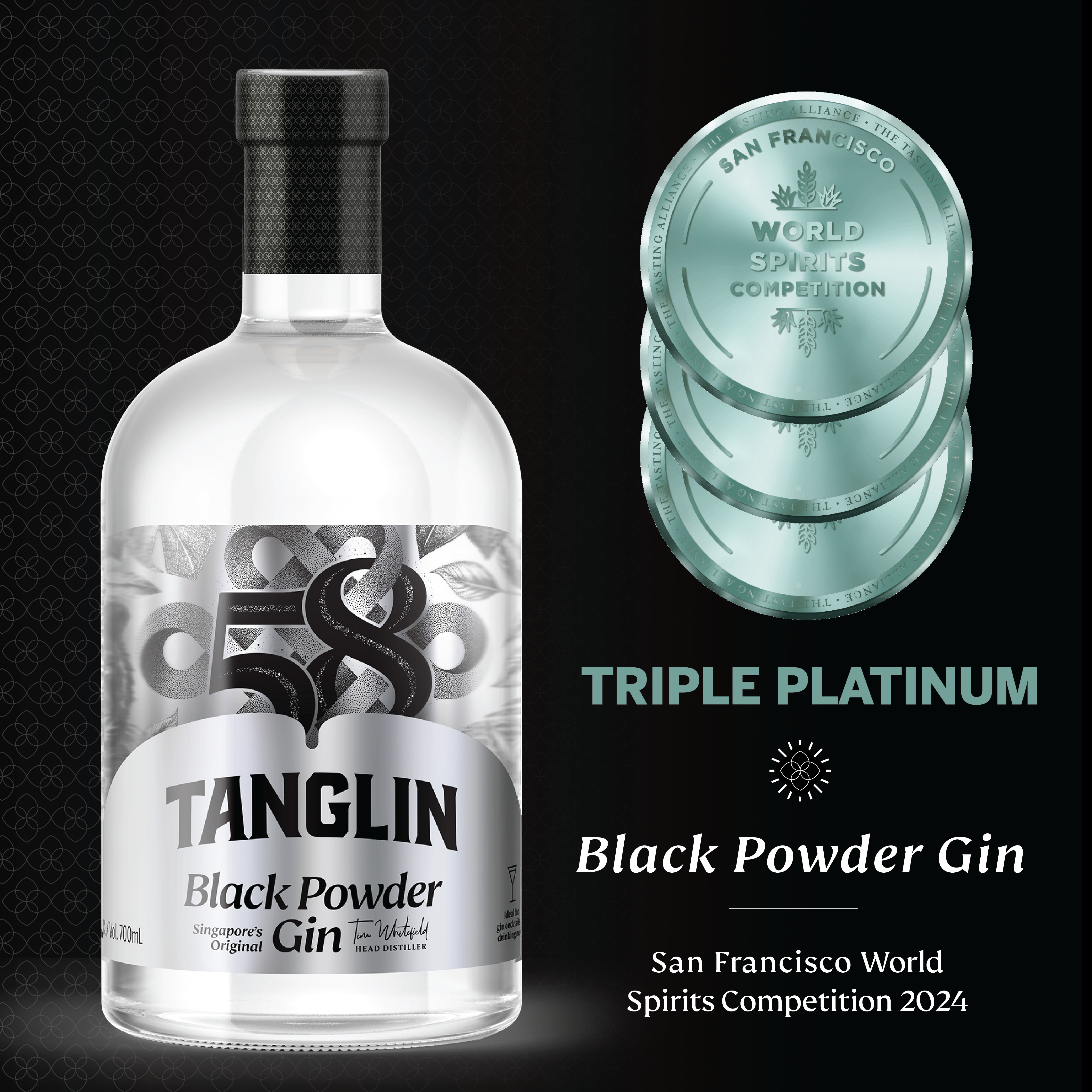 Tanglin Black Powder Gin secured a robust 95 points