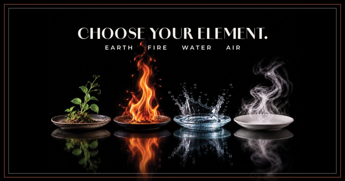 4 Elements immersive dining experience key art at ANTI:DOTE, Fairmont Singapore
