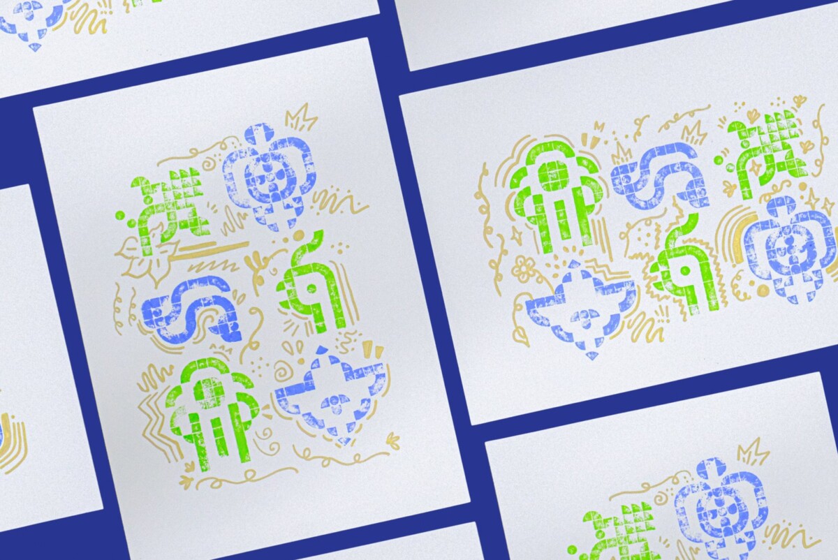 Children stamp-printing craft at ACM Adventures: Patterns & Prints