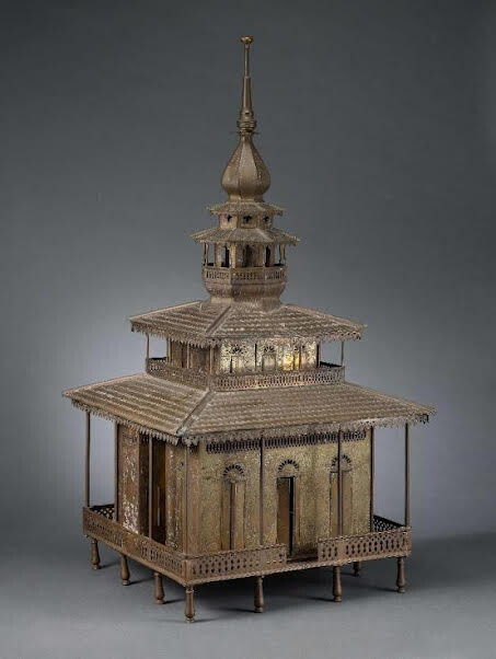 Mosque model from West Sumatra, Indonesia, brass and copper, late 19th or early 20th century, Asian Civilisations Museum