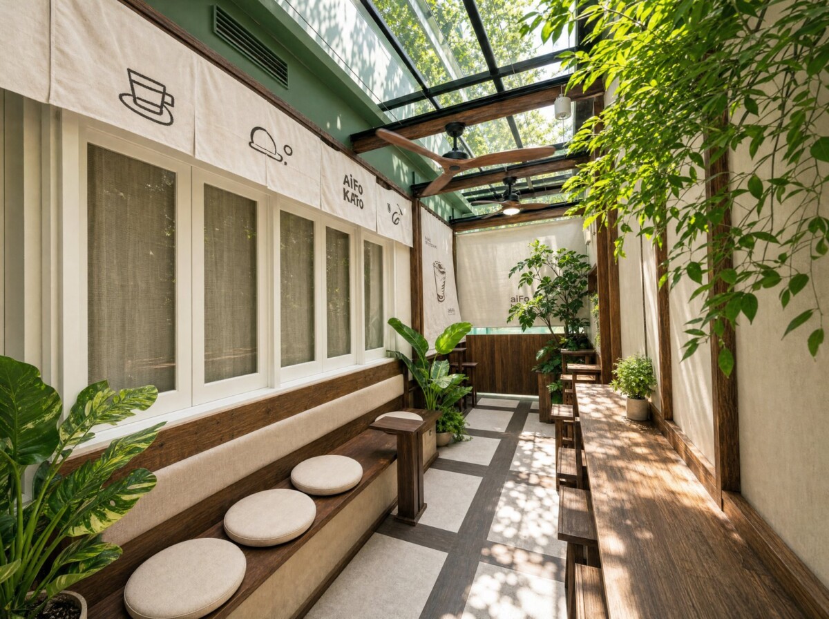 Indoor seating at AiFOKATO's first cafe on Amoy Street