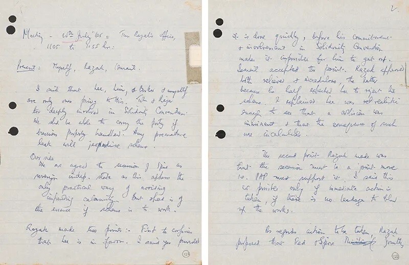 Goh Keng Swee handwritten Albatross File notes