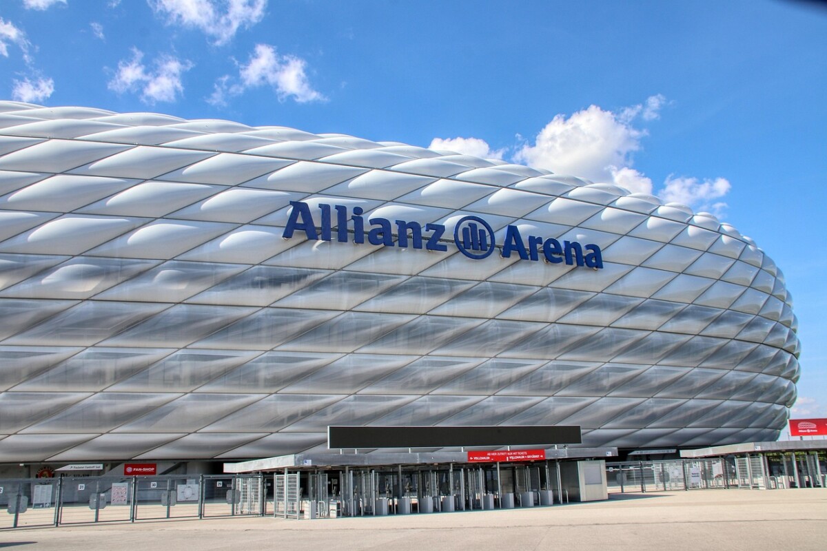 The Allianz Arena in Munich lit up for a Champions League night