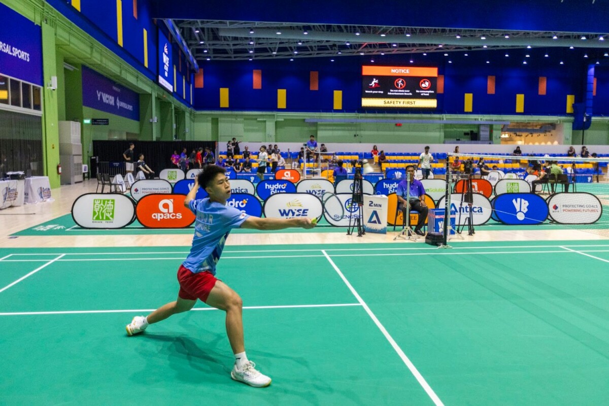 Badminton player Chew Jie Rui competing at OneSG61 with Antica