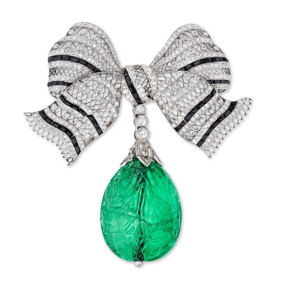 Vintage French Art Deco diamond bow brooch at AstaGuru Singapore