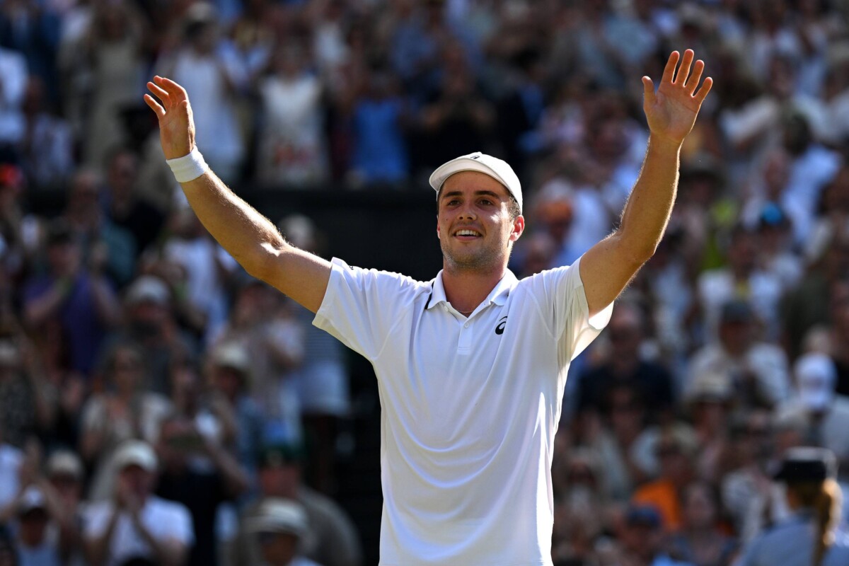 Arthur Fery celebrates after reaching the Wimbledon 2026 men's singles semi-final