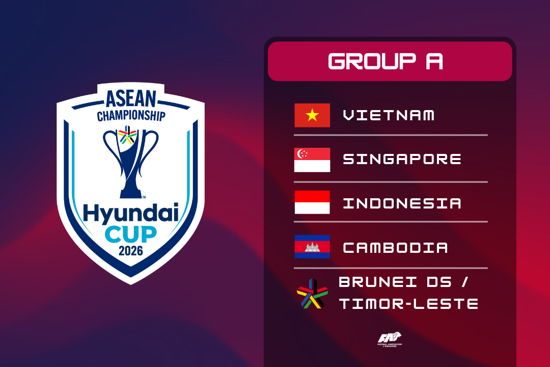 ASEAN Hyundai Cup 2026 group draw — Singapore in Group A with Vietnam, Indonesia, Cambodia