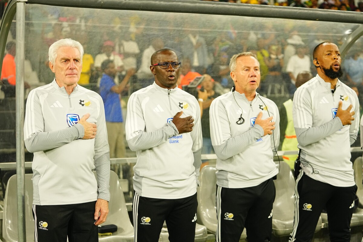 Bafana Bafana squad with coach Hugo Broos at the FIFA World Cup 2026