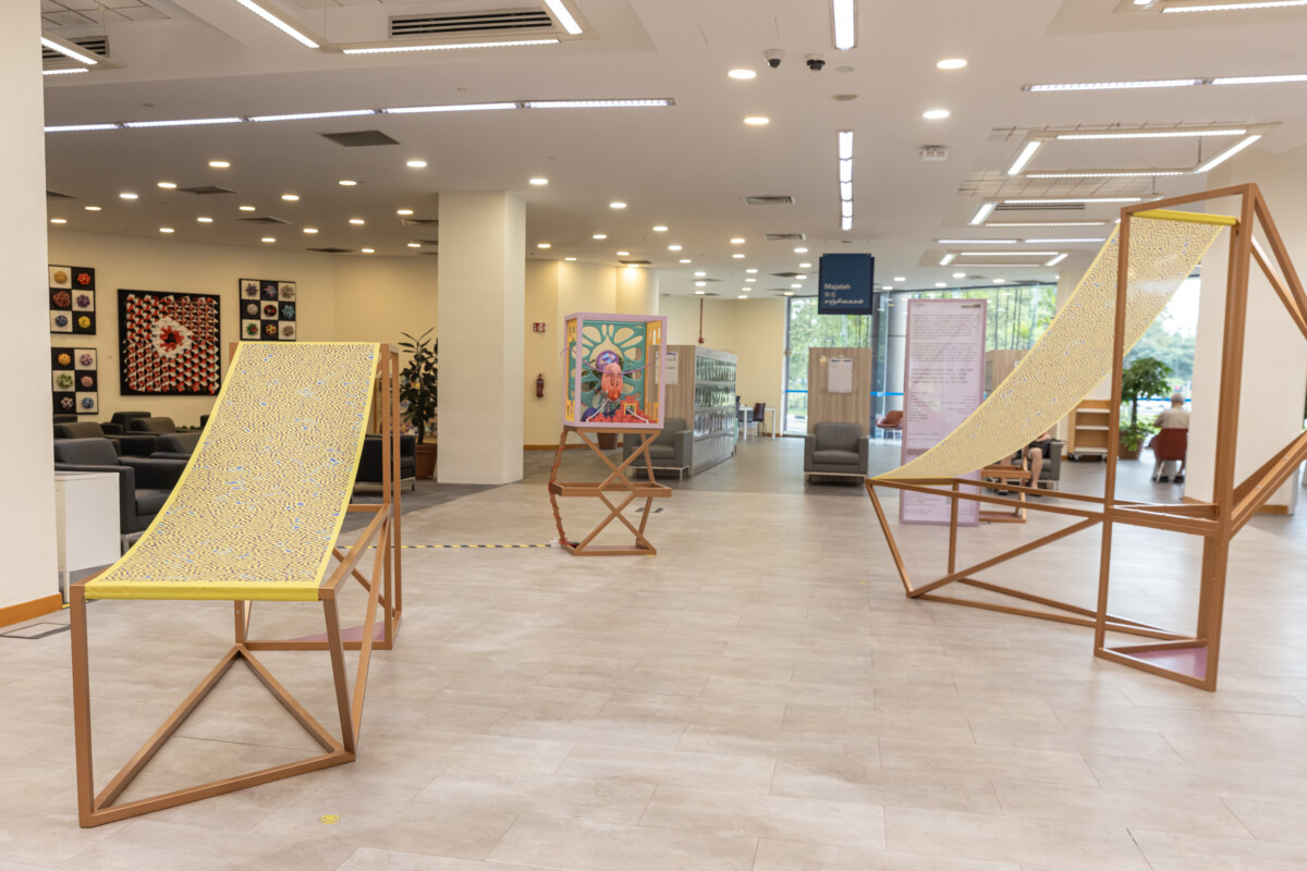 Installation view of Brandon Tay: Sangkalan at Woodlands Regional Library