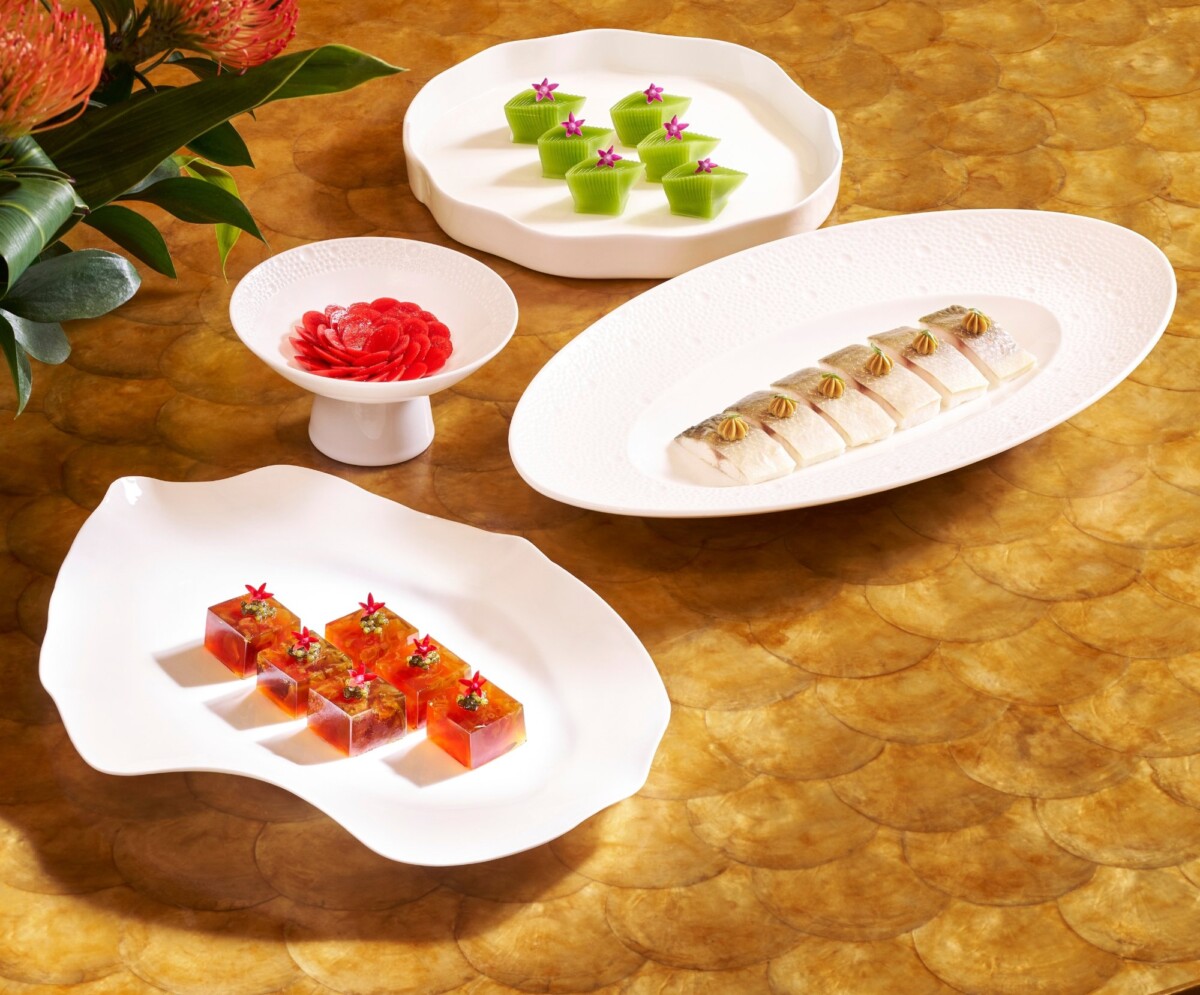Plated appetisers at Cherry Garden by Chef Fei, Mandarin Oriental Singapore