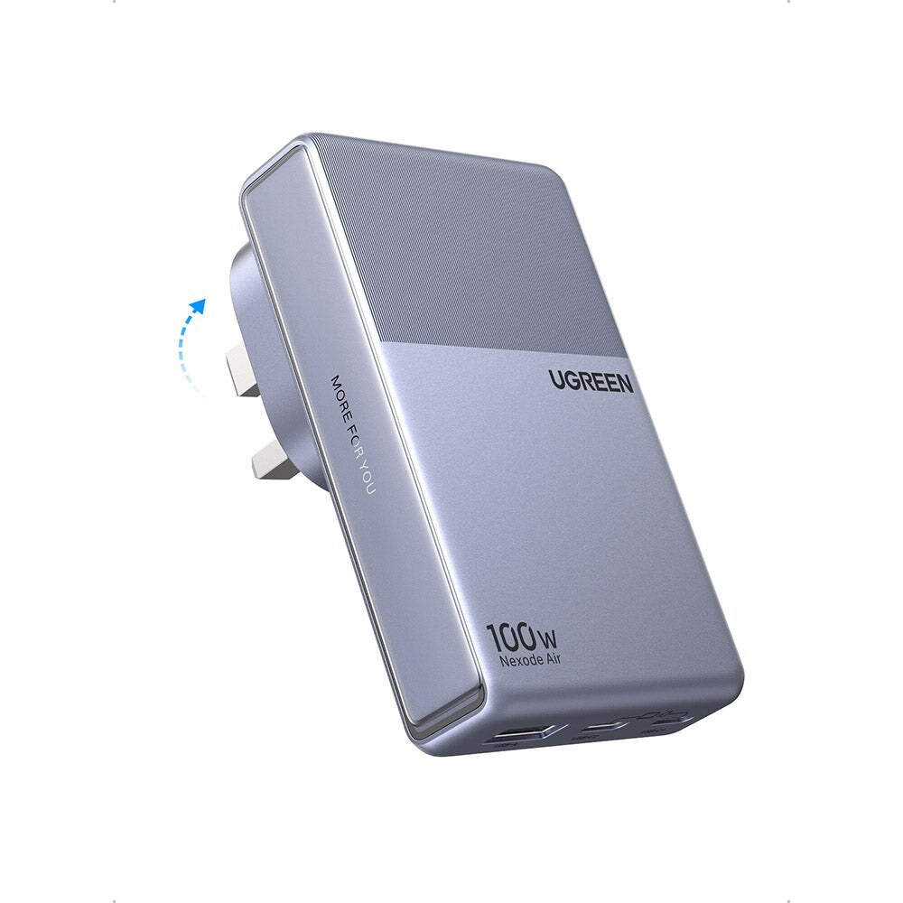 Ugreen 100W GaN foldable fast charger with a UK plug