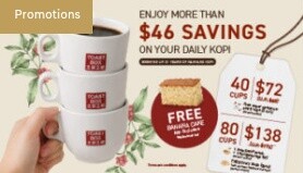 Toast Box Anniversary Kopi Package poster with 40-cup and 80-cup packages and prices