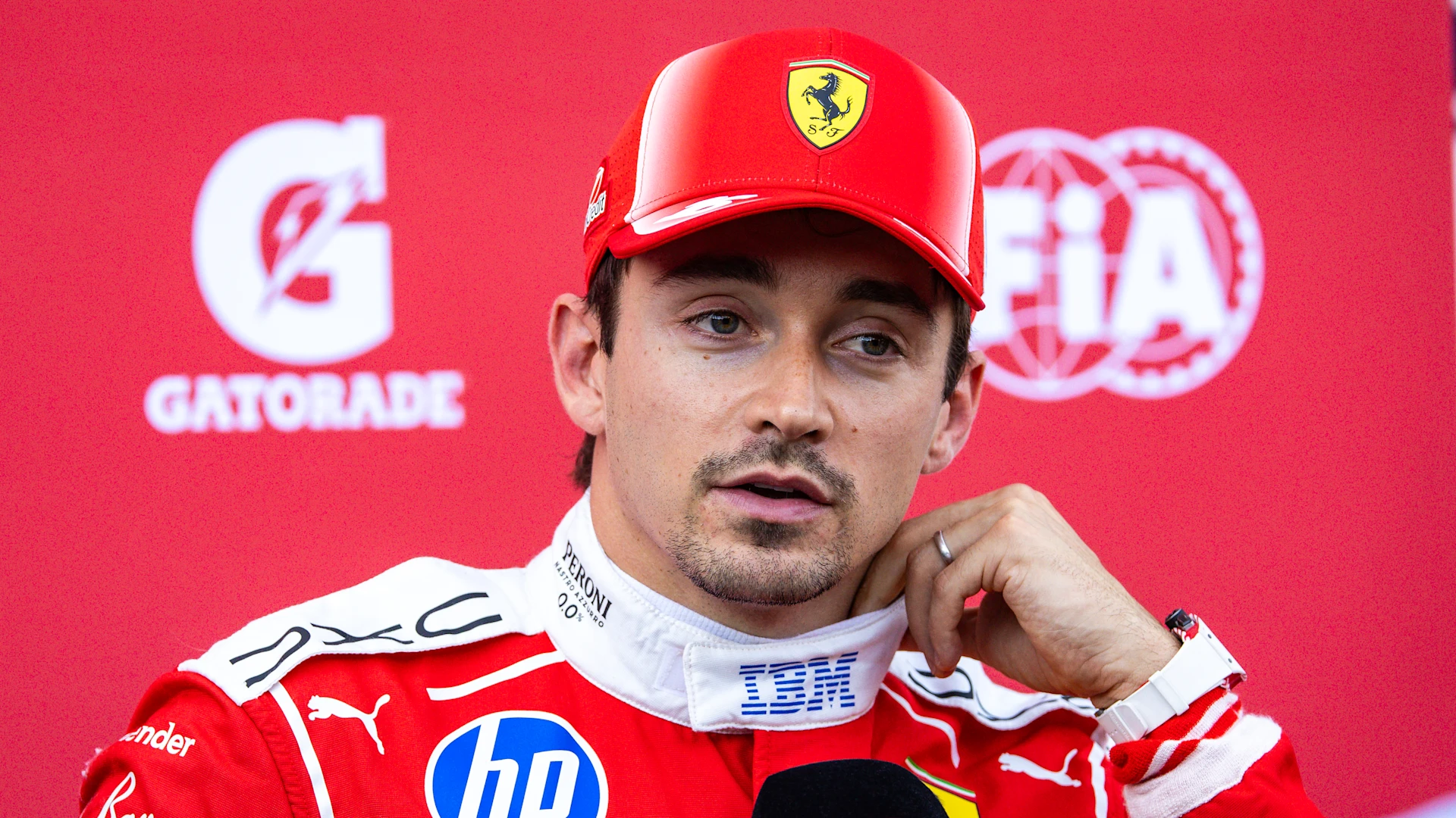 Charles Leclerc racing for Ferrari at the 2026 British Grand Prix