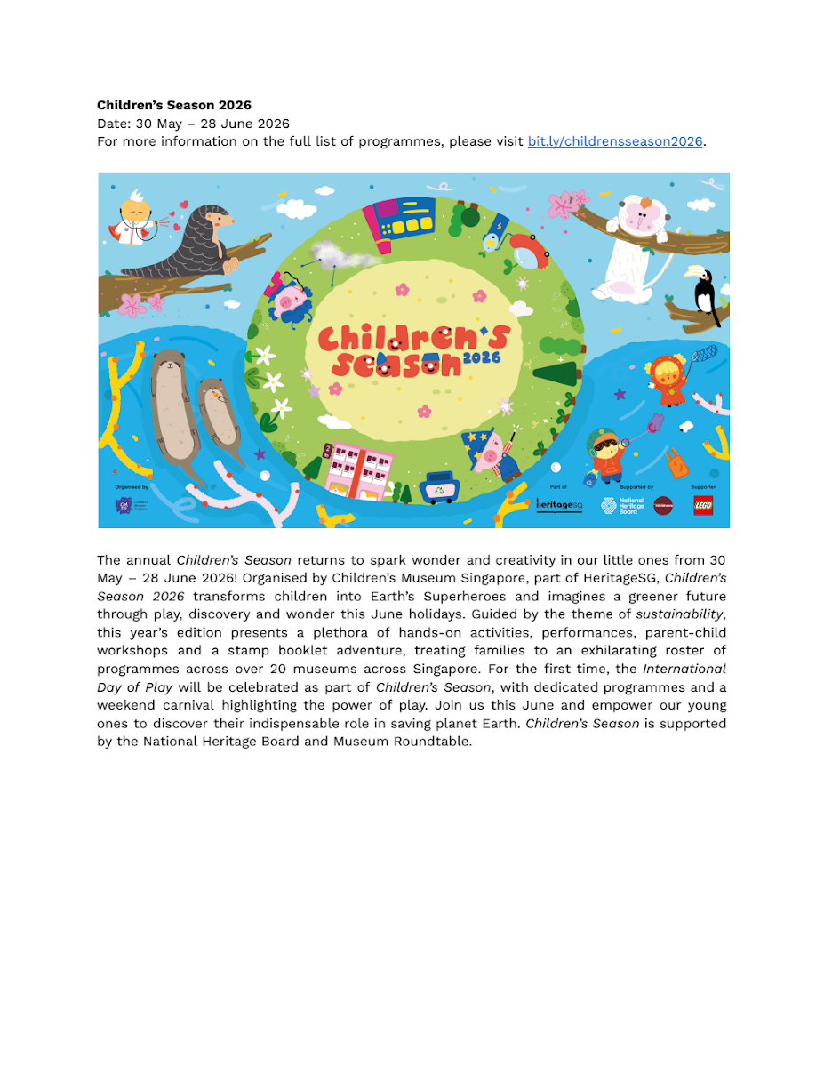 Children's Season 2026 – Become Earth's Superheroes at Children's Museum Singapore