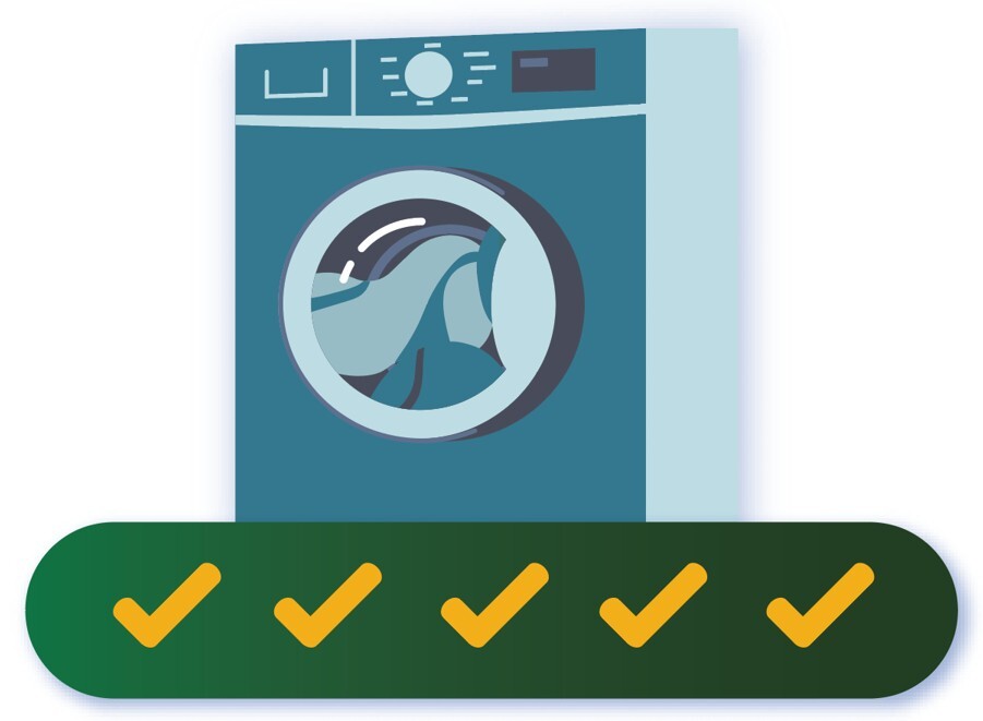 Illustration of a 5-tick clothes dryer eligible for Climate Vouchers