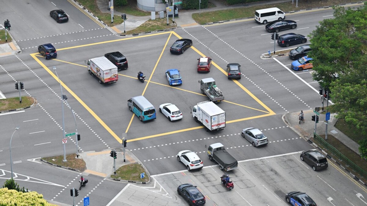 Vehicles at a busy Sims Way intersection in Singapore file photo
