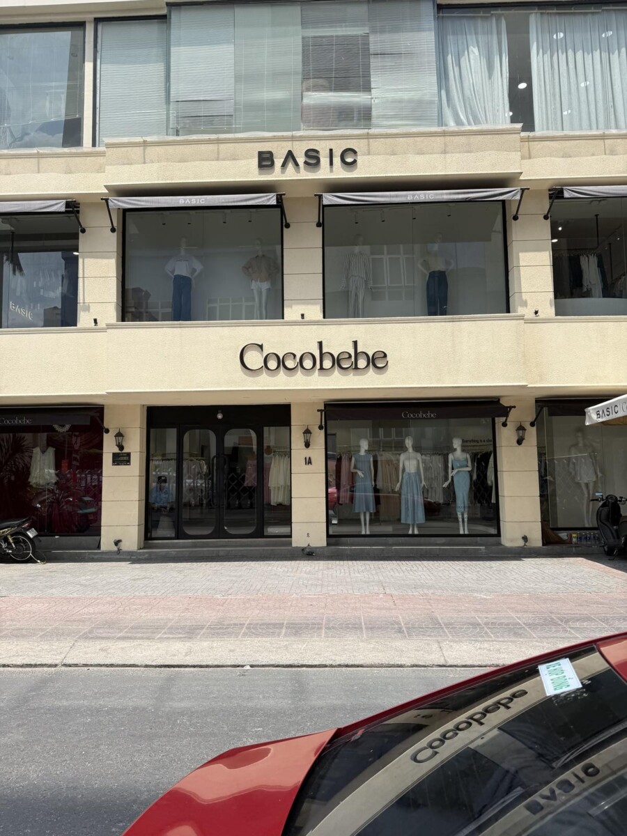 Cocobebe Saigon shopfront, sharing the building with BASIC on the upper floor