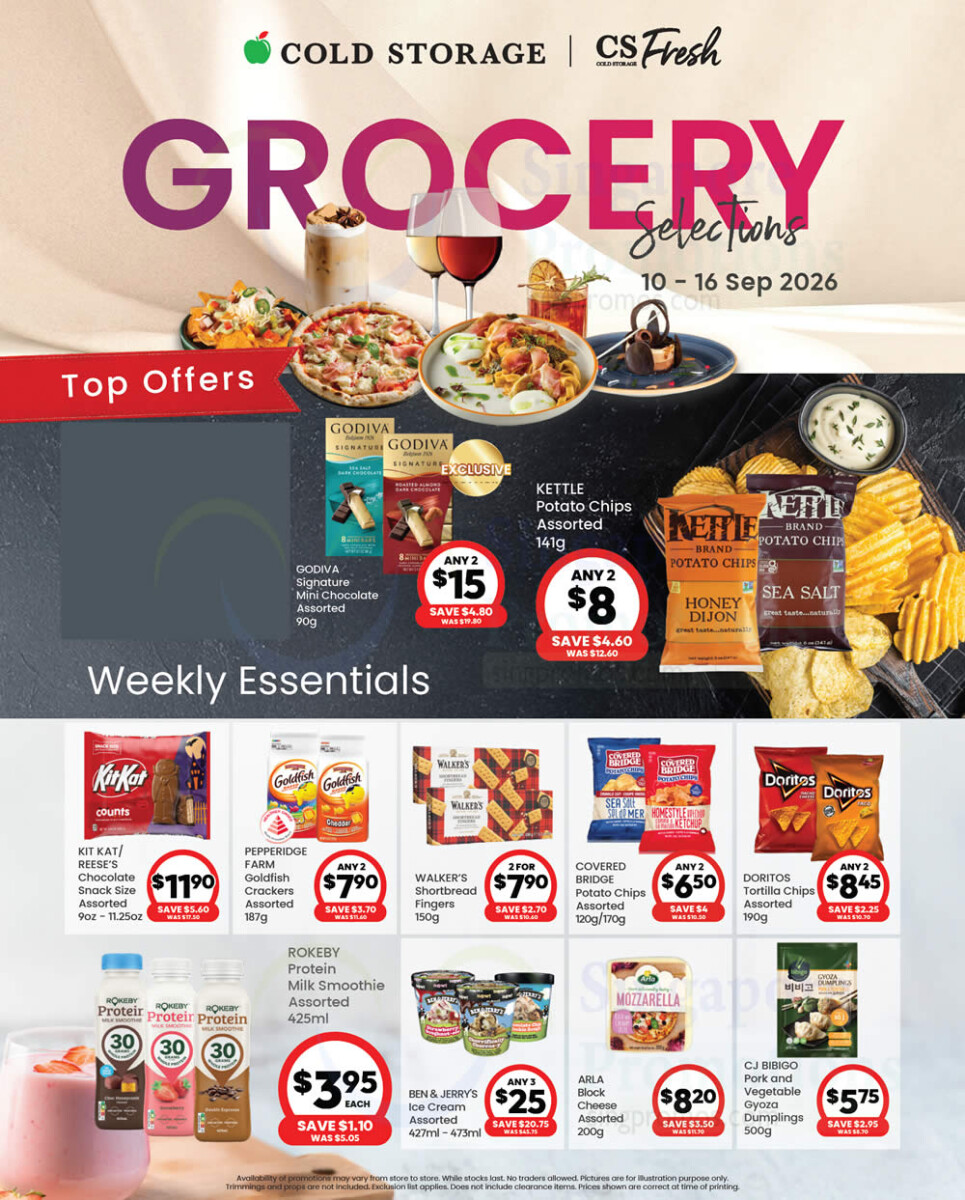 Cold Storage Grocery Selections flyer showing Ben and Jerry any 3 for 25