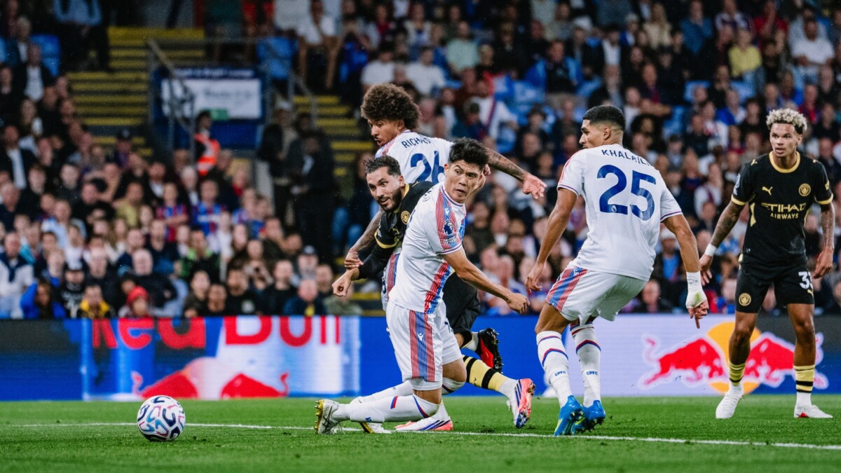 Crystal Palace and Manchester City players contest possession at Selhurst Park on Friday