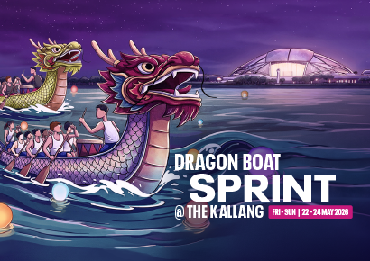 Official event poster for Dragon Boat Sprint at The Kallang 2026