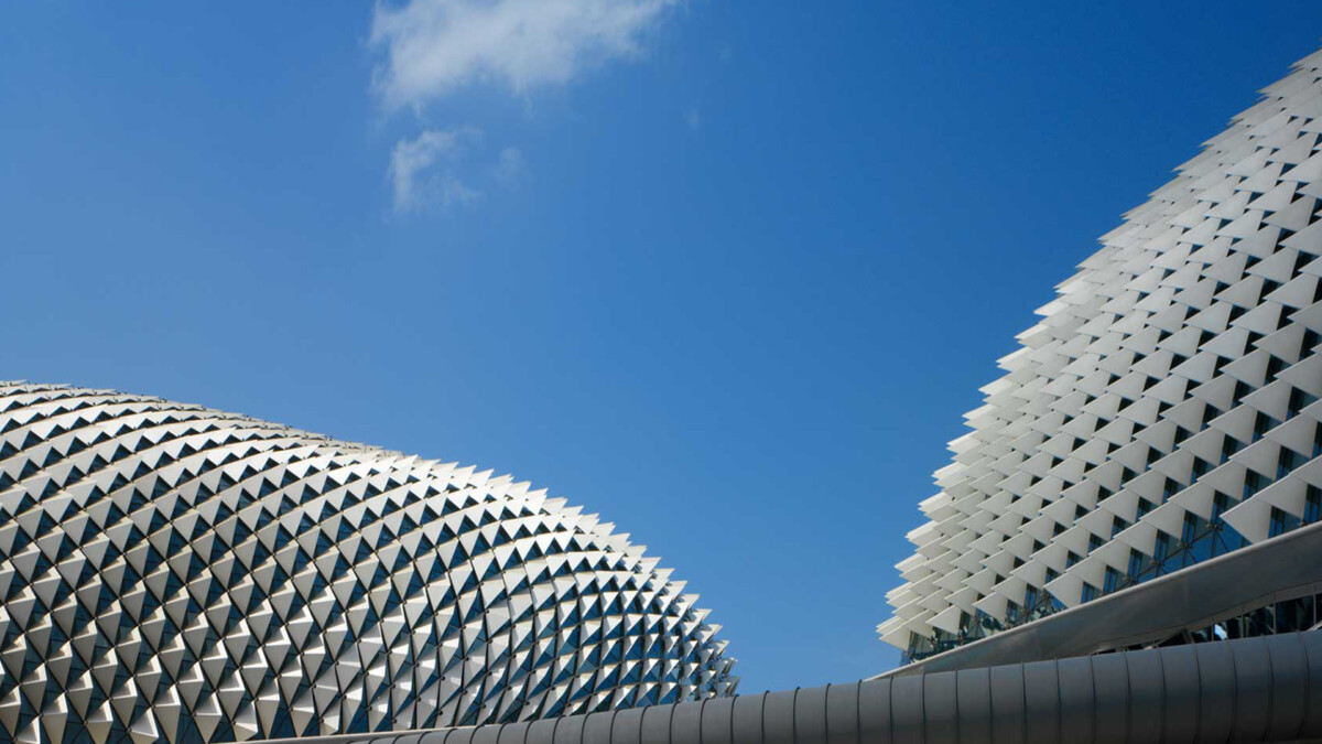 Exterior view of Esplanade Theatres on the Bay along the waterfront