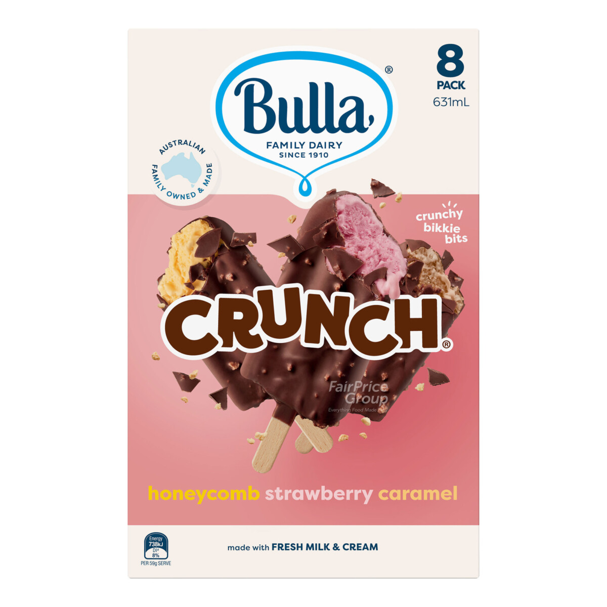 FairPrice Bulla Crunch honeycomb strawberry caramel 8-pack official photo