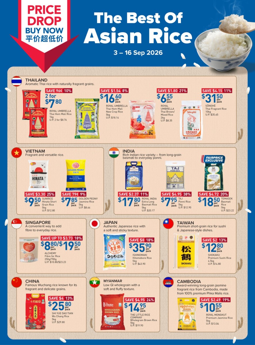 FairPrice official Price Drop The Best Of Asian Rice catalogue 3 to 16 September 2026