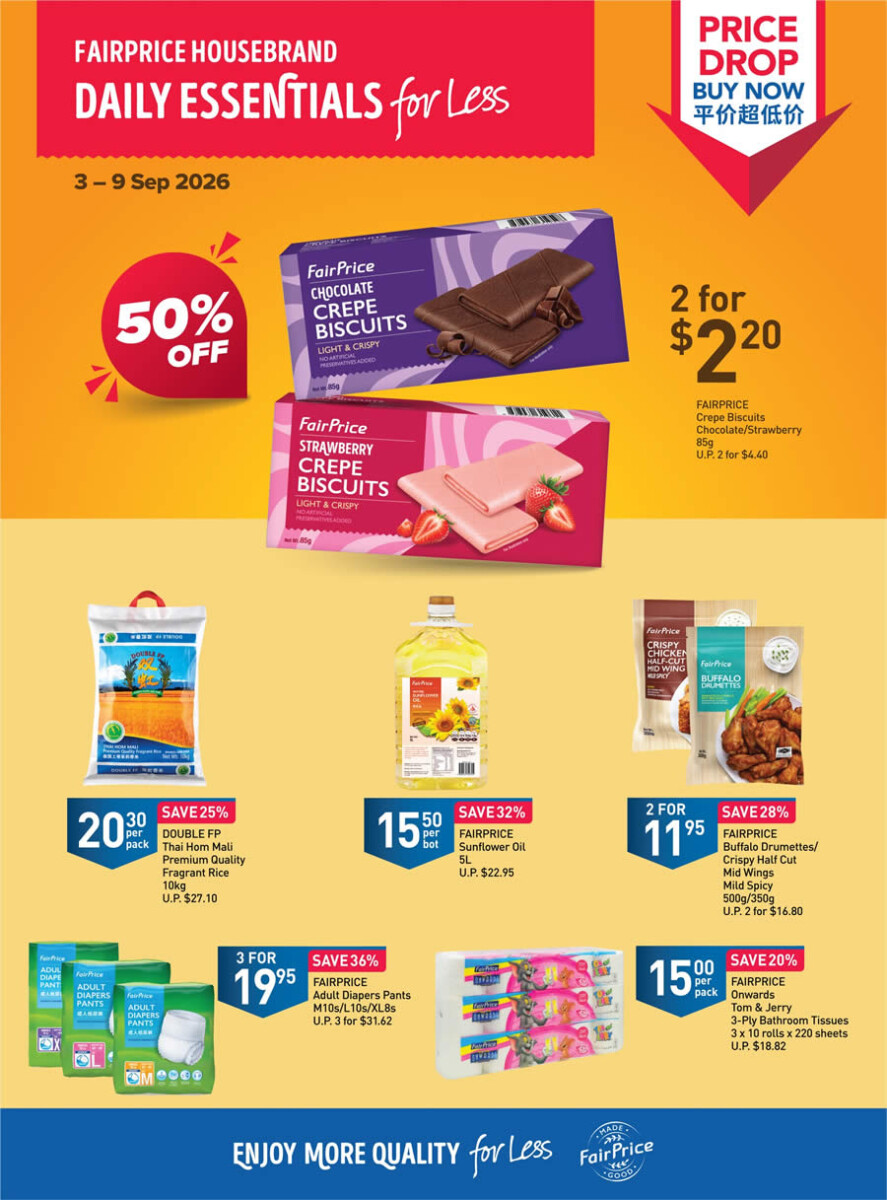 FairPrice weekly Price Drop supermarket promotion board 3 to 9 September 2026