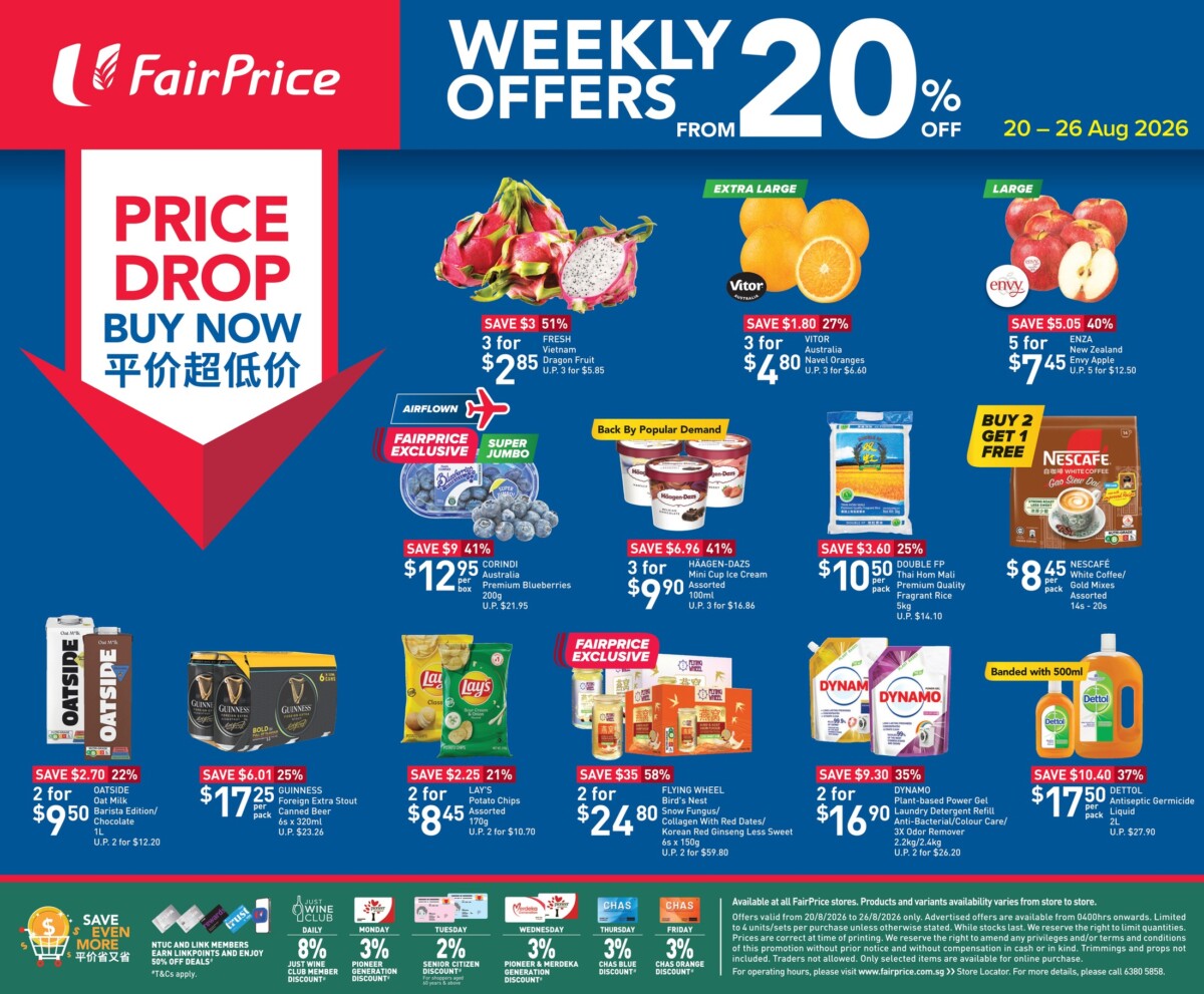 FairPrice weekly offers flyer carrying the Haagen-Dazs mini cup ice cream price drop