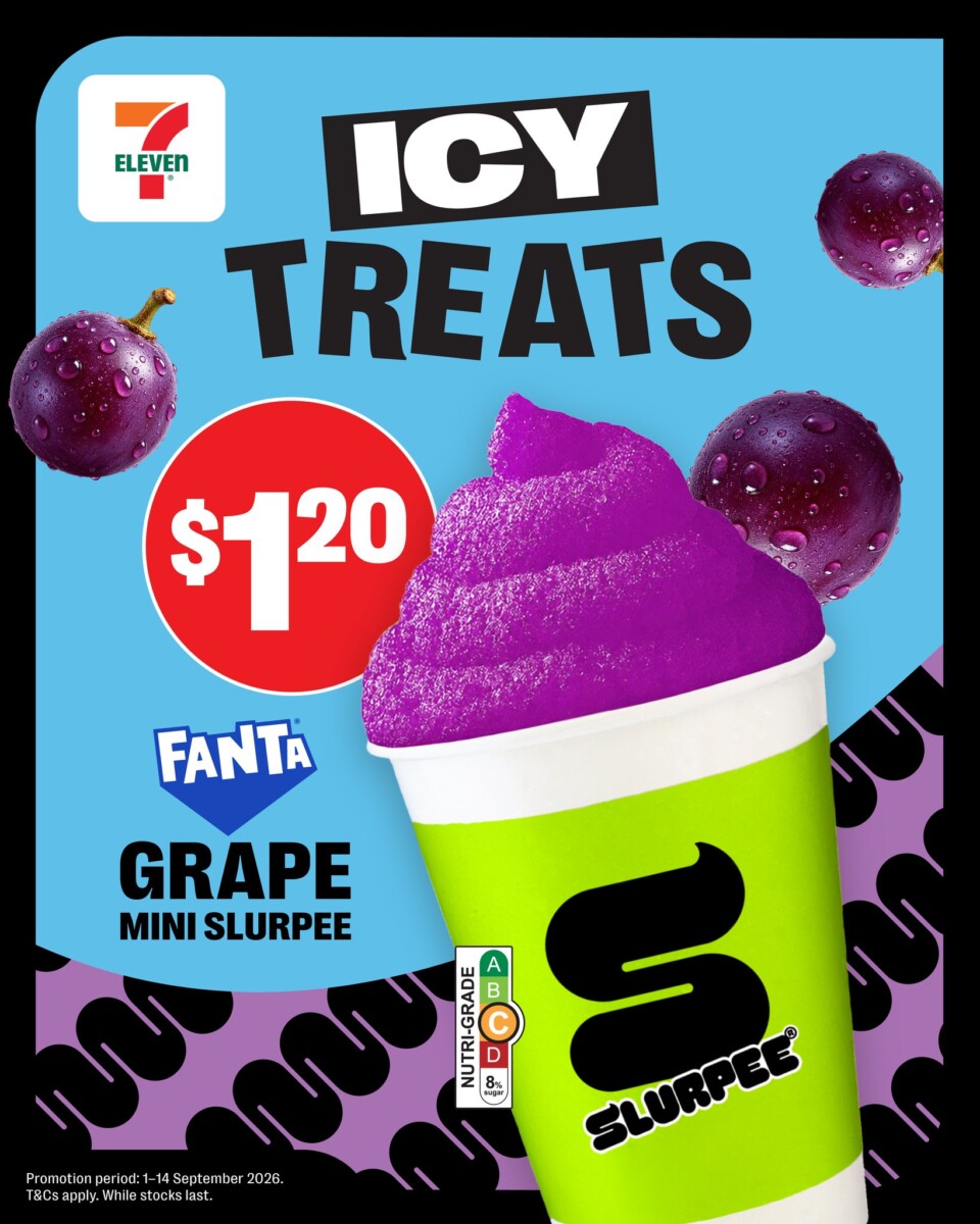 7-Eleven Fanta Grape Mini Slurpee promo cup priced at S$1.20
