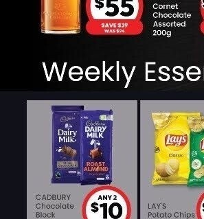 Cadbury Dairy Milk chocolate blocks on Cold Storage flyer
