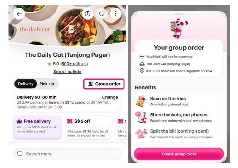 foodpanda Group Order feature for shared meal delivery orders