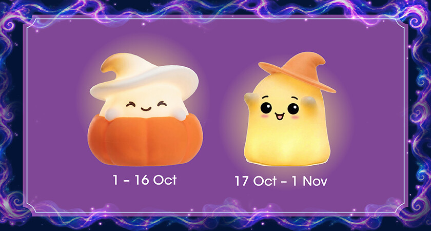 Pumpkin Wizard and Ghost Wizard Halloween night lights given for S$120 spend at Causeway Point