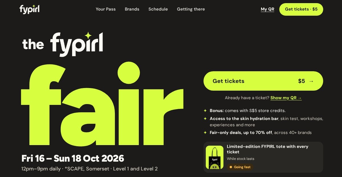 FYPIRL Fair 2026 event page showing 16 to 18 October at *SCAPE