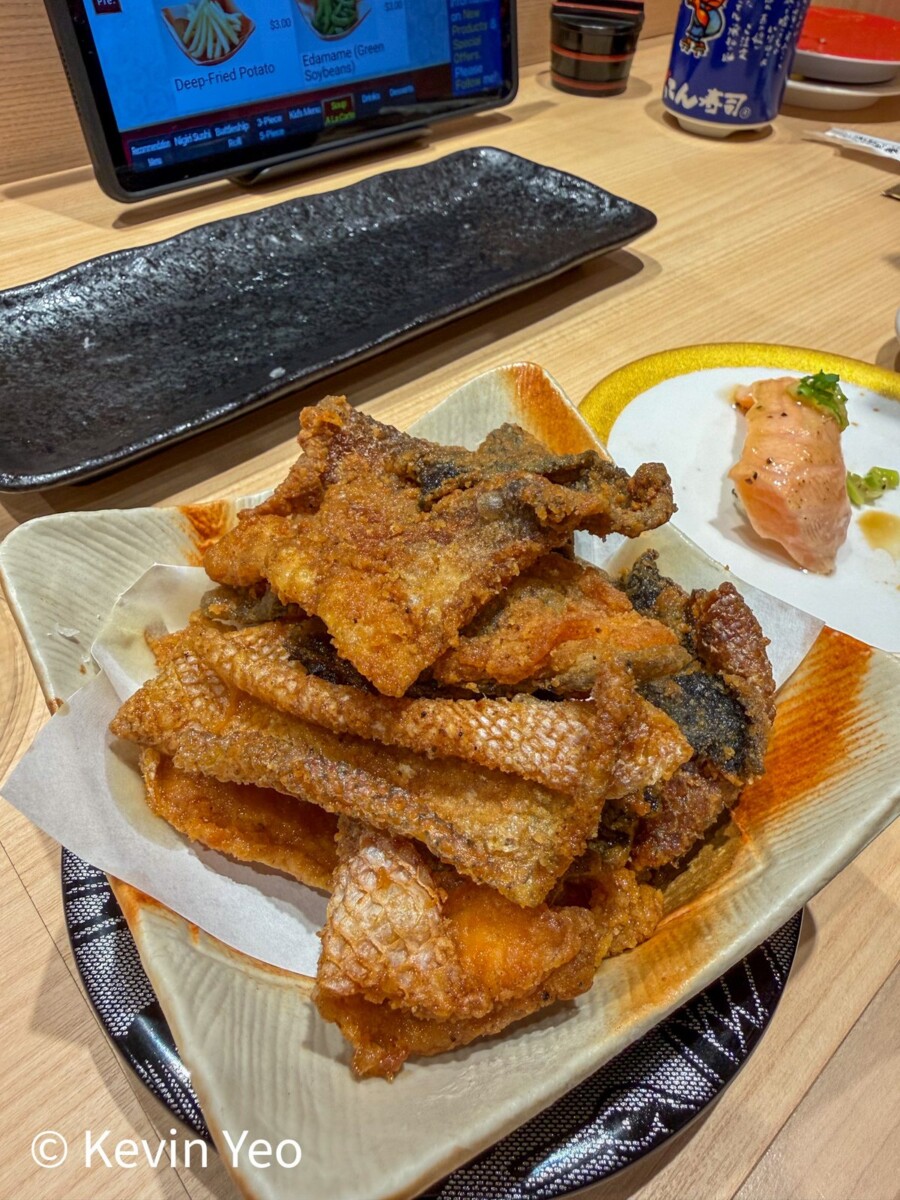 Crispy fried fish skin side dish at Gatten