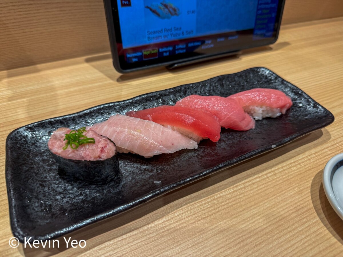 Assorted tuna sushi platter lean to fatty cuts