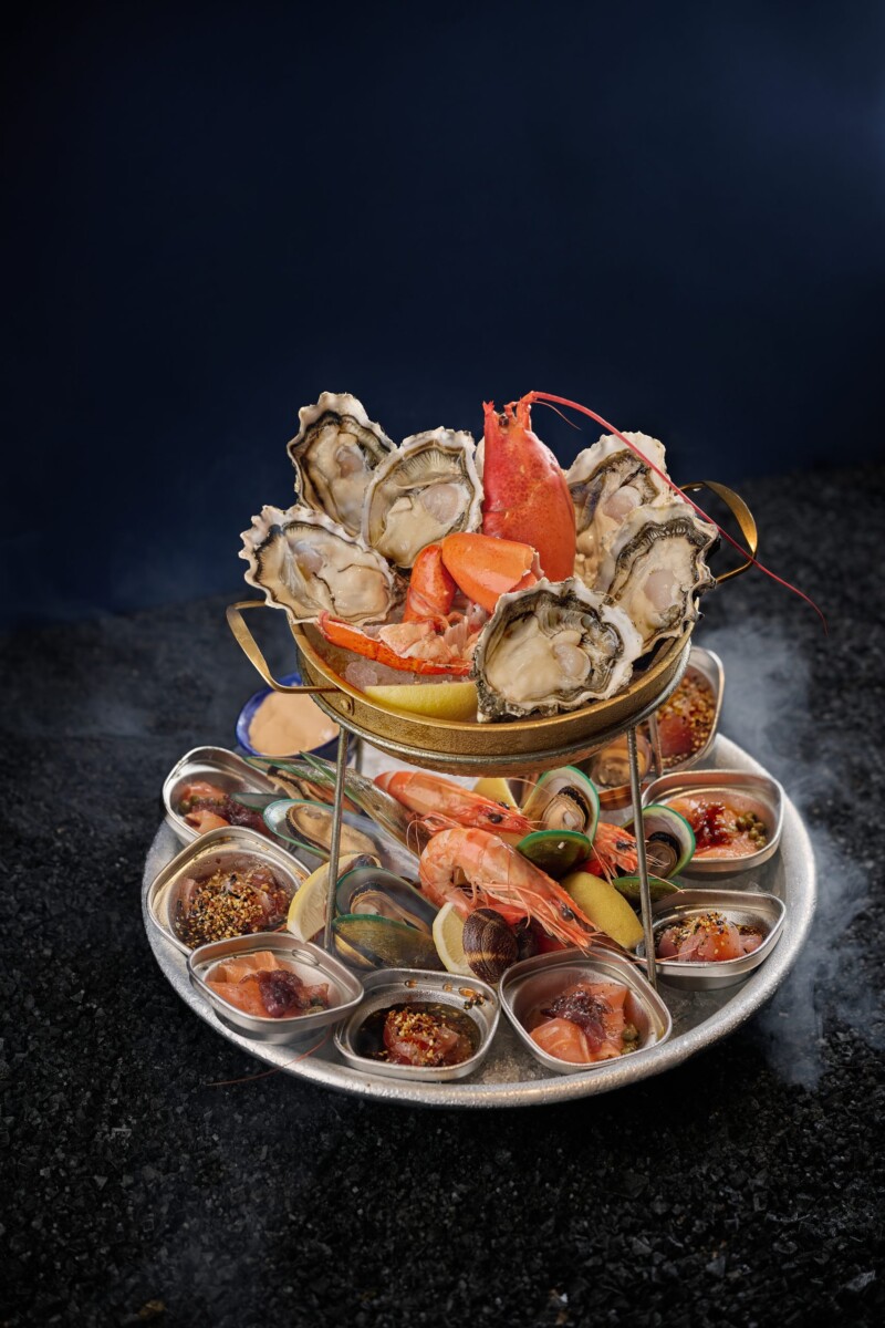 Greenwood Fish Market cold seafood platter with lobster, oysters, prawns and mussels on ice