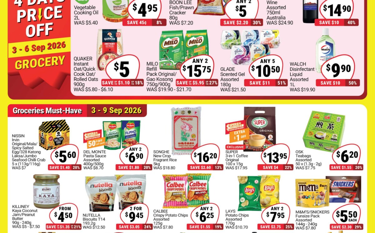 Giant flyer groceries must-have section including SongHe rice through 9 September