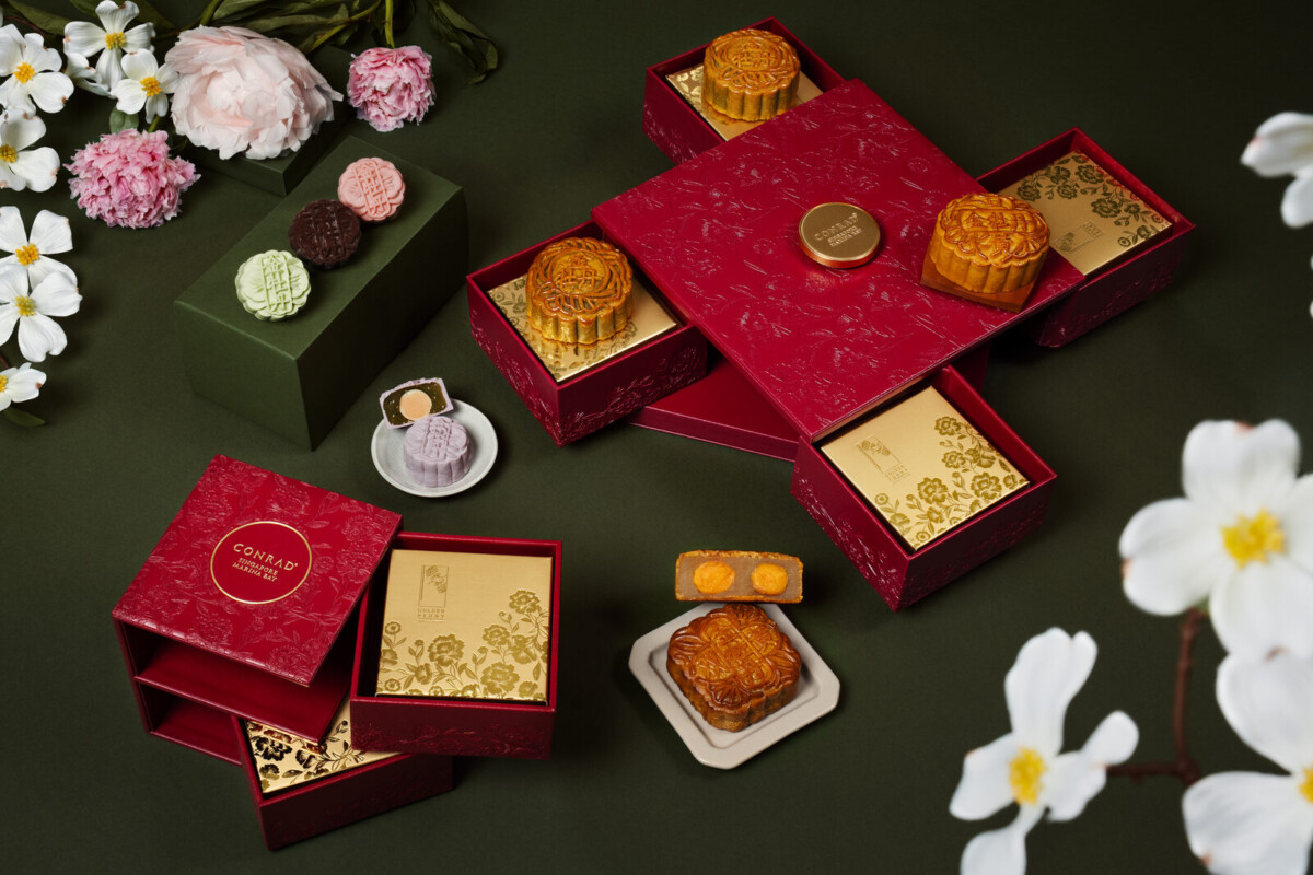 Golden Peony 2026 Mid-Autumn mooncake collection at Conrad Singapore Marina Bay