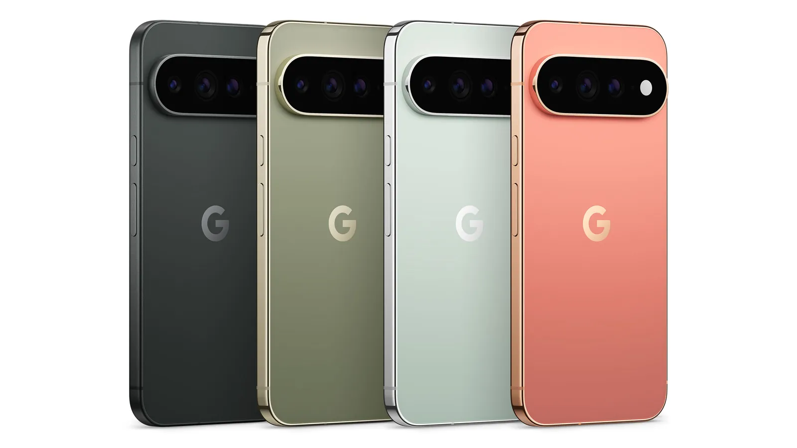 Pixel 11 Pro and Pixel 11 Pro XL in Canyon, Fog, Olive and matte Obsidian