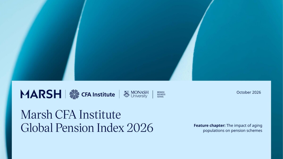 Cover of the Marsh CFA Institute Global Pension Index 2026 report dated October 2026