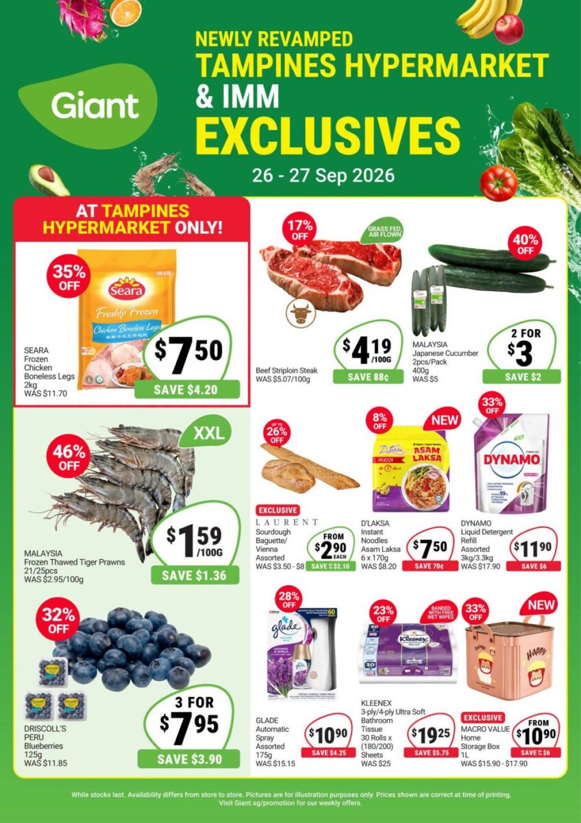 Giant Tampines Hypermarket and IMM exclusives flyer 26 to 27 September 2026