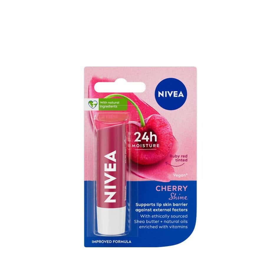 Nivea Cherry Shine lip balm 4.8g, S$3.50 at Guardian