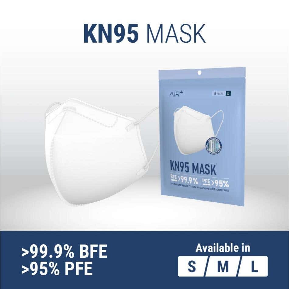 Pack of five Air+ KN95 masks sold at Guardian for S$5.85