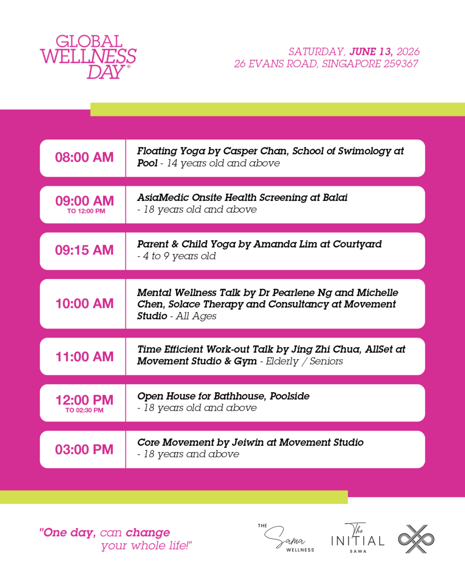 Global Wellness Day 2026 programme schedule at The Initial Sama