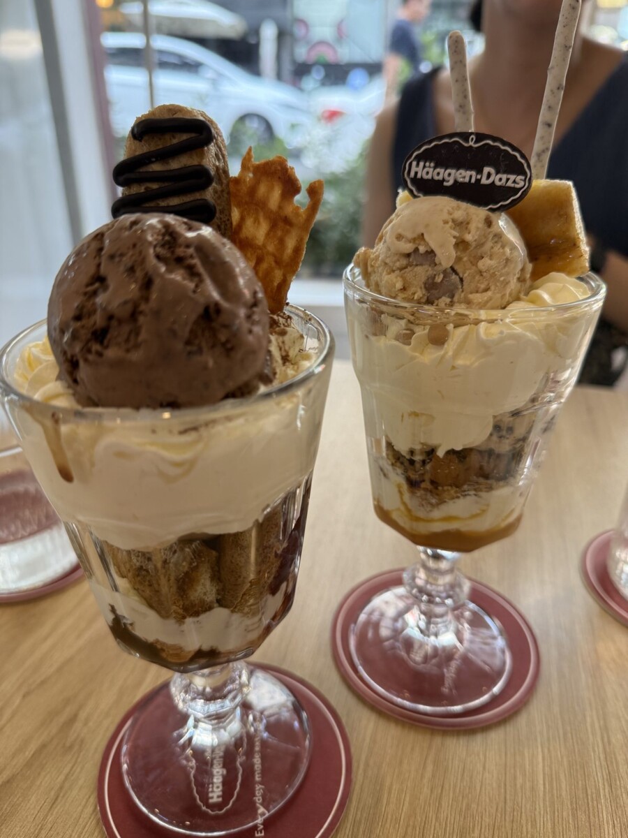 Haagen-Dazs sundaes at the Saigon outlet, around SGD 8 each