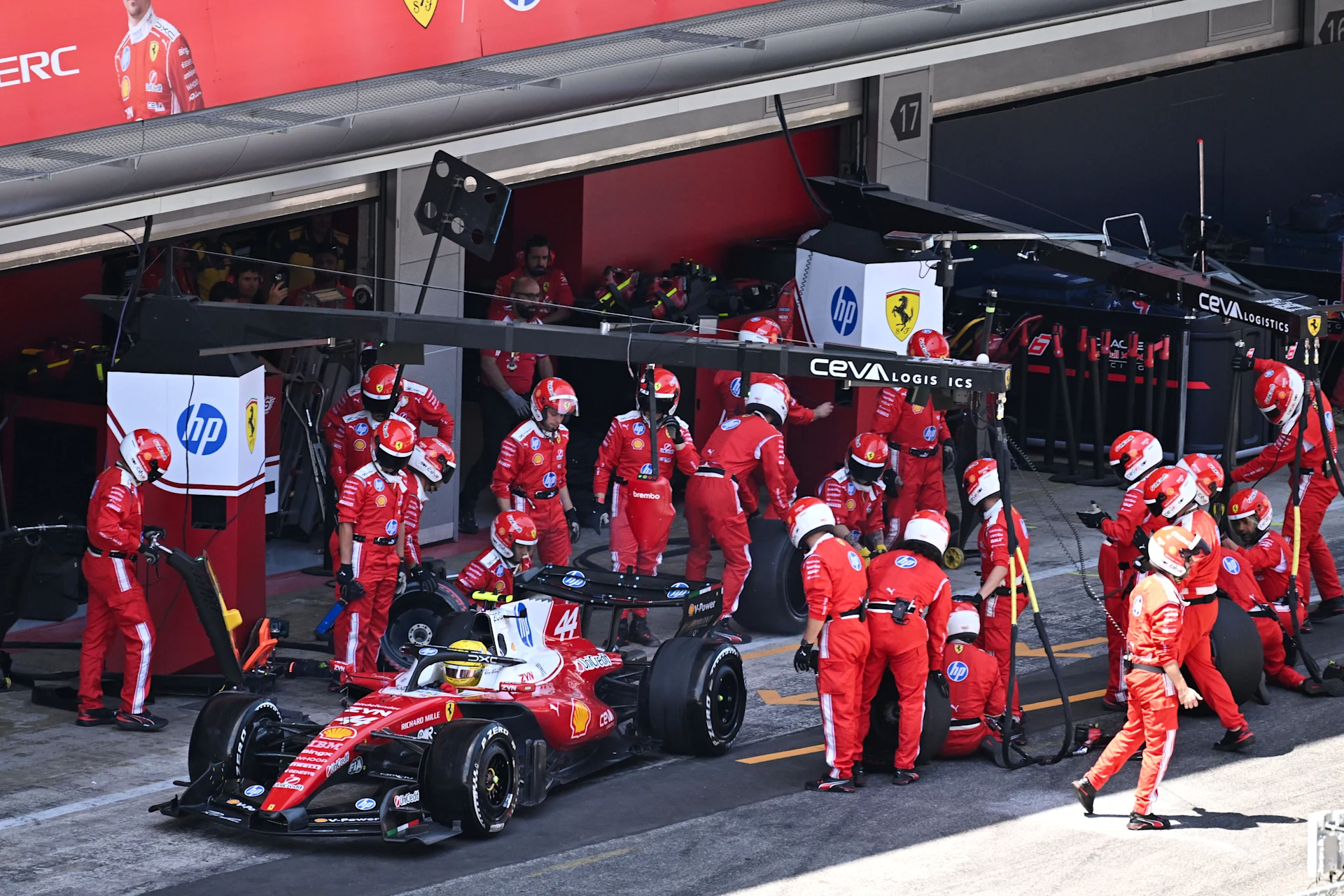 Lewis Hamilton driving his Ferrari at the 2026 Spanish Grand Prix in Barcelona